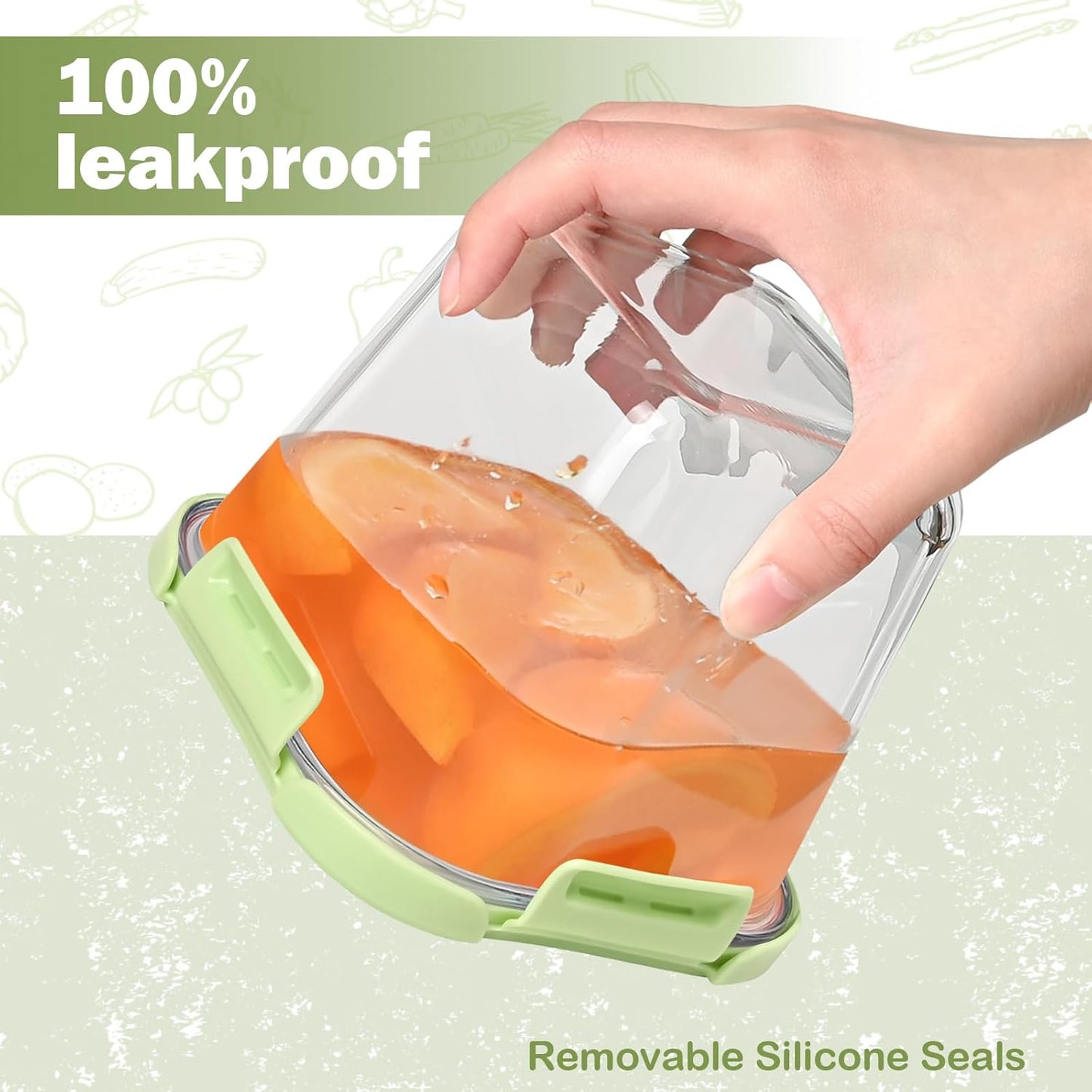 Glass Soup Containers with lids 4 Cup, 32 oz Glass Storage Containers, Tall Borosilicate Glass Food Storage Containers for Lunch, Ice Cream, Travel and Deli, Soup Freezer Safe Containers with Lids