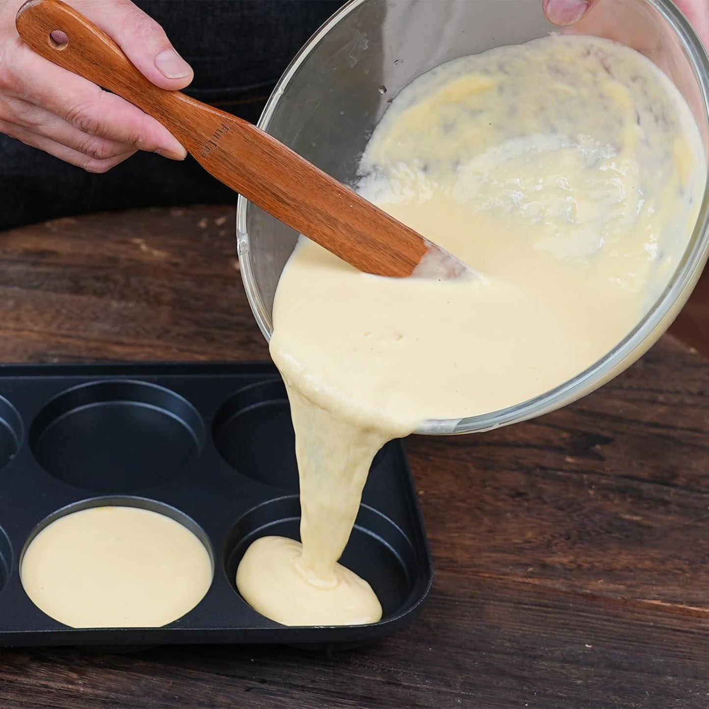 2 Pack Wooden Spurtle for Sourdough Starter, Mixing, Reaching Bottom of Jar, Dough Whisk, Long Handle Jar Spatula, Spurtles Kitchen Tools Teak Wood Kitchen Utensils kit for Baking, Cooking