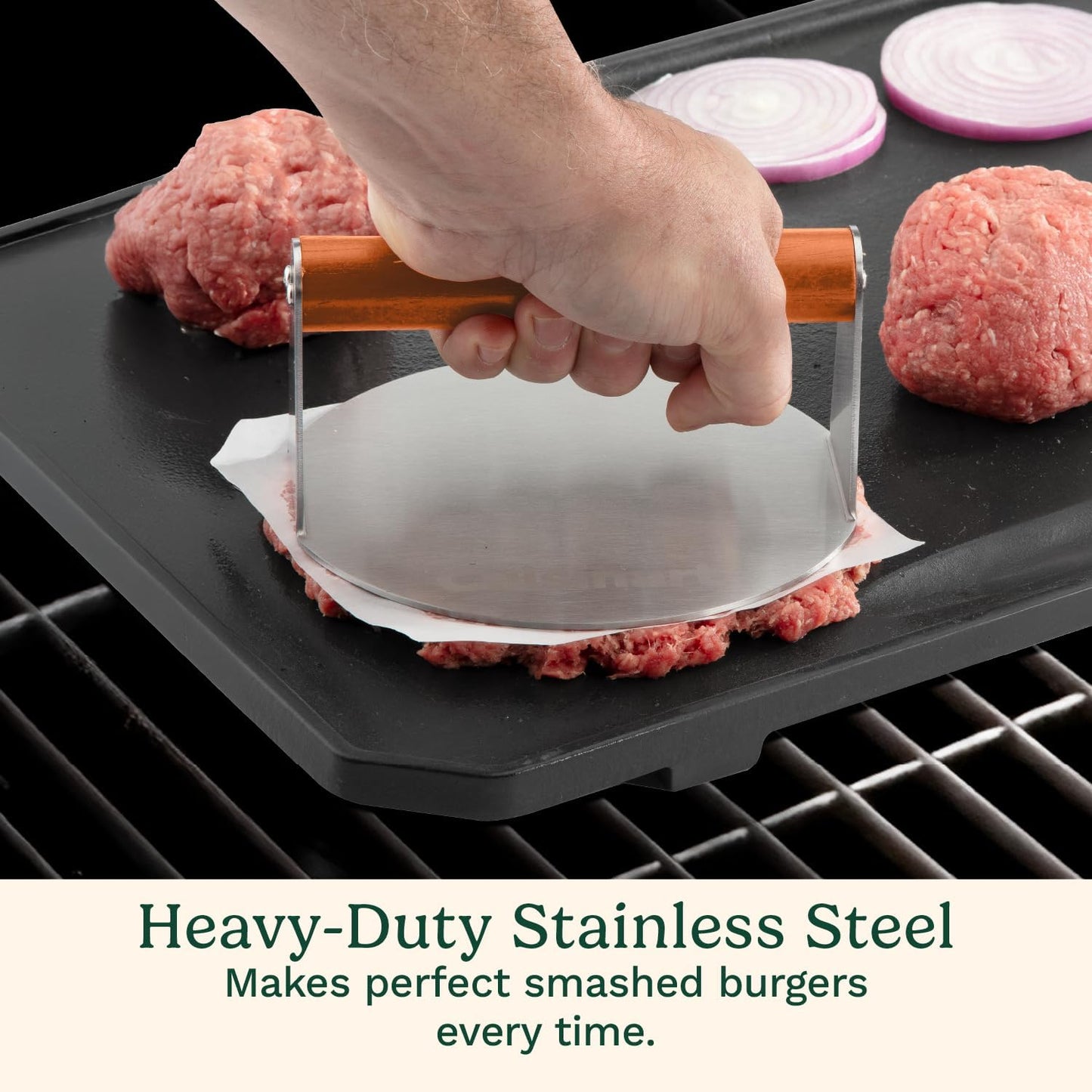 Cuisinart 6" Stainless Steel Smashed Burger Press, Juicy and Crispy Burgers for BBQs, Cookouts