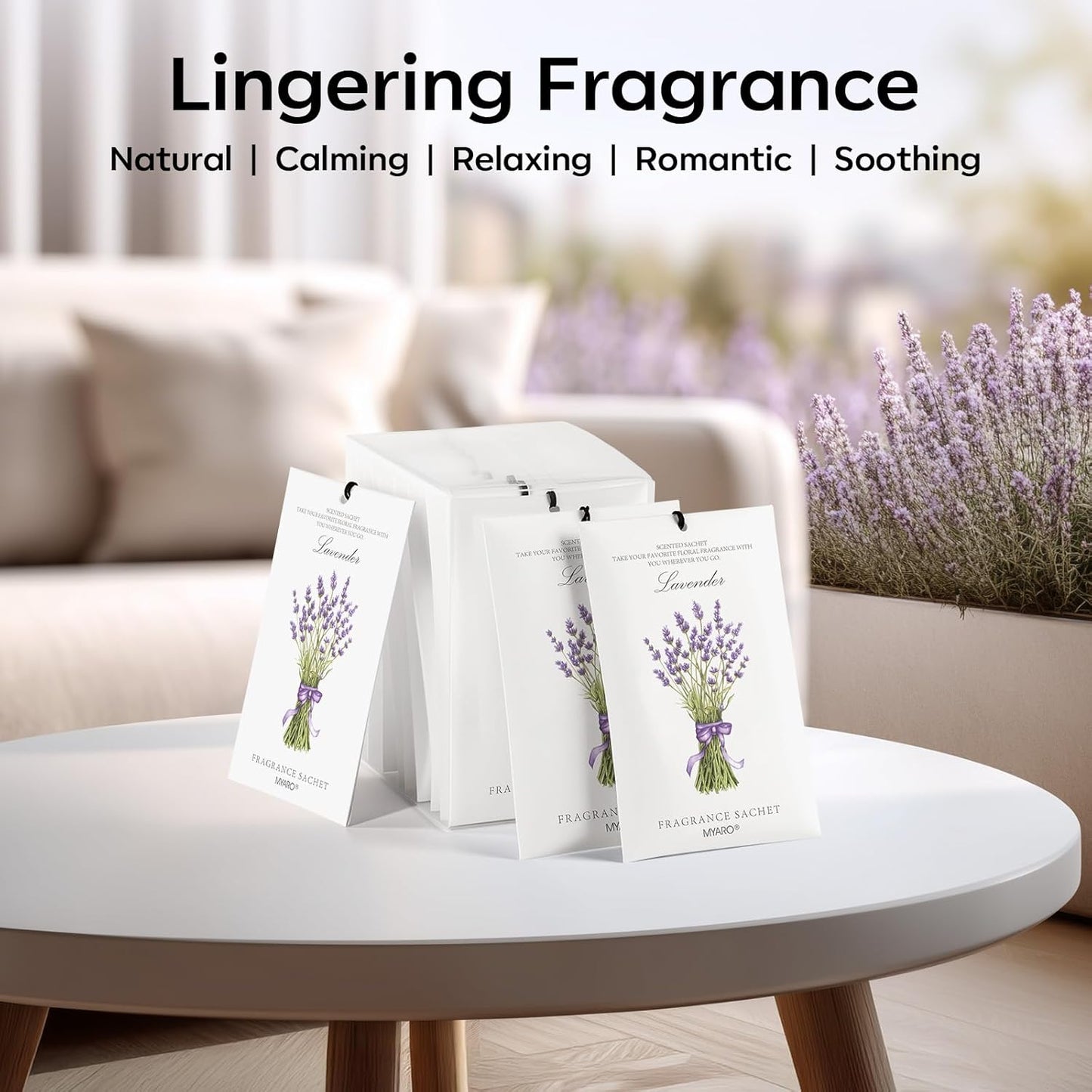 MYARO 12 Pack Lavender Scented Sachets | Odor Eliminator & Air Freshener for Drawer, Closet, Car, Shoes, Gym Bag, Suitcase | Home Fragrance Gift Set