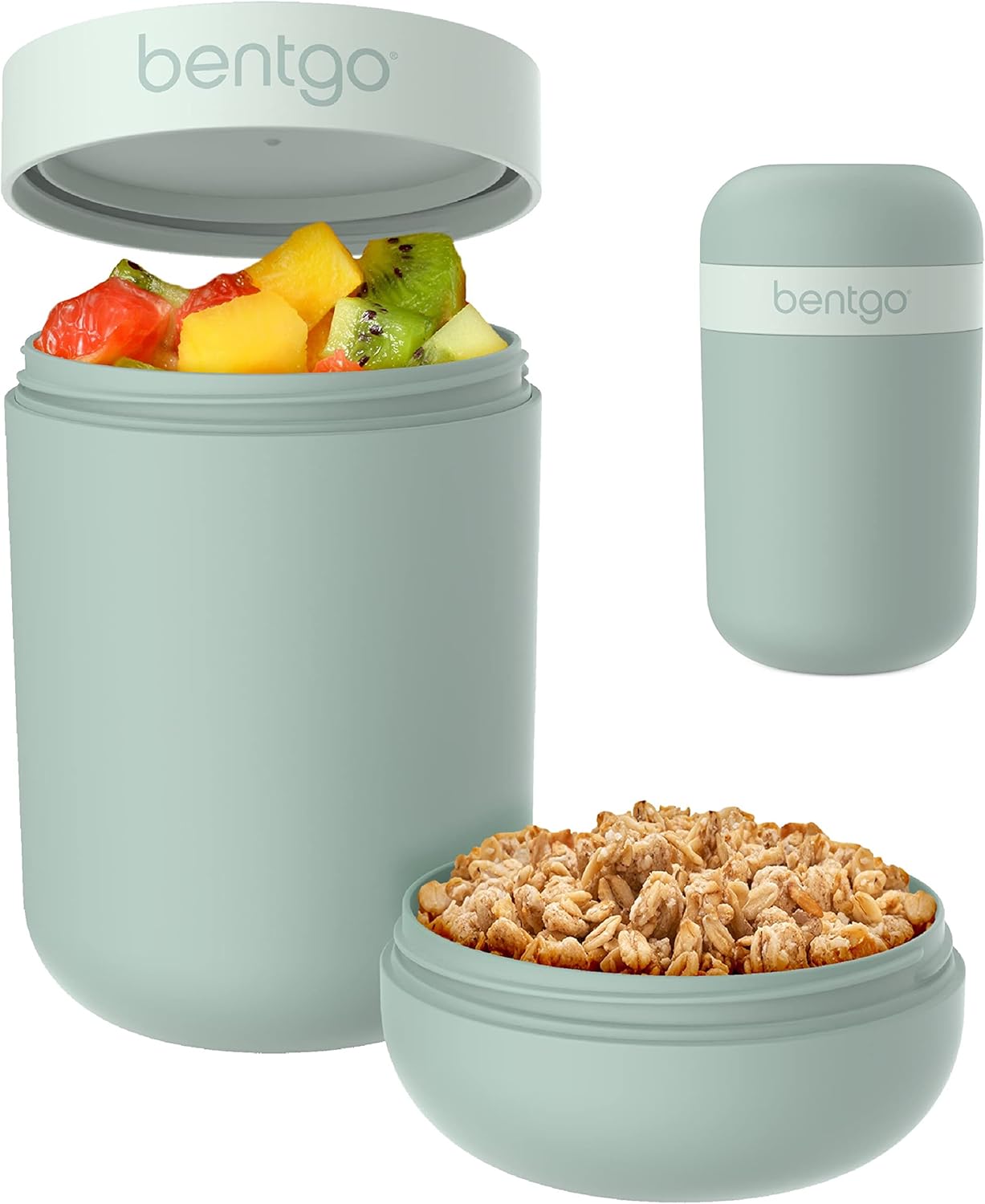Bentgo Snack Cup - Reusable Snack Container with Leak-Proof Design, Toppings Compartment, and Dual-Sealing Lid, Portable & Lightweight for Work, Travel, Gym - Dishwasher Safe (Mint Green)