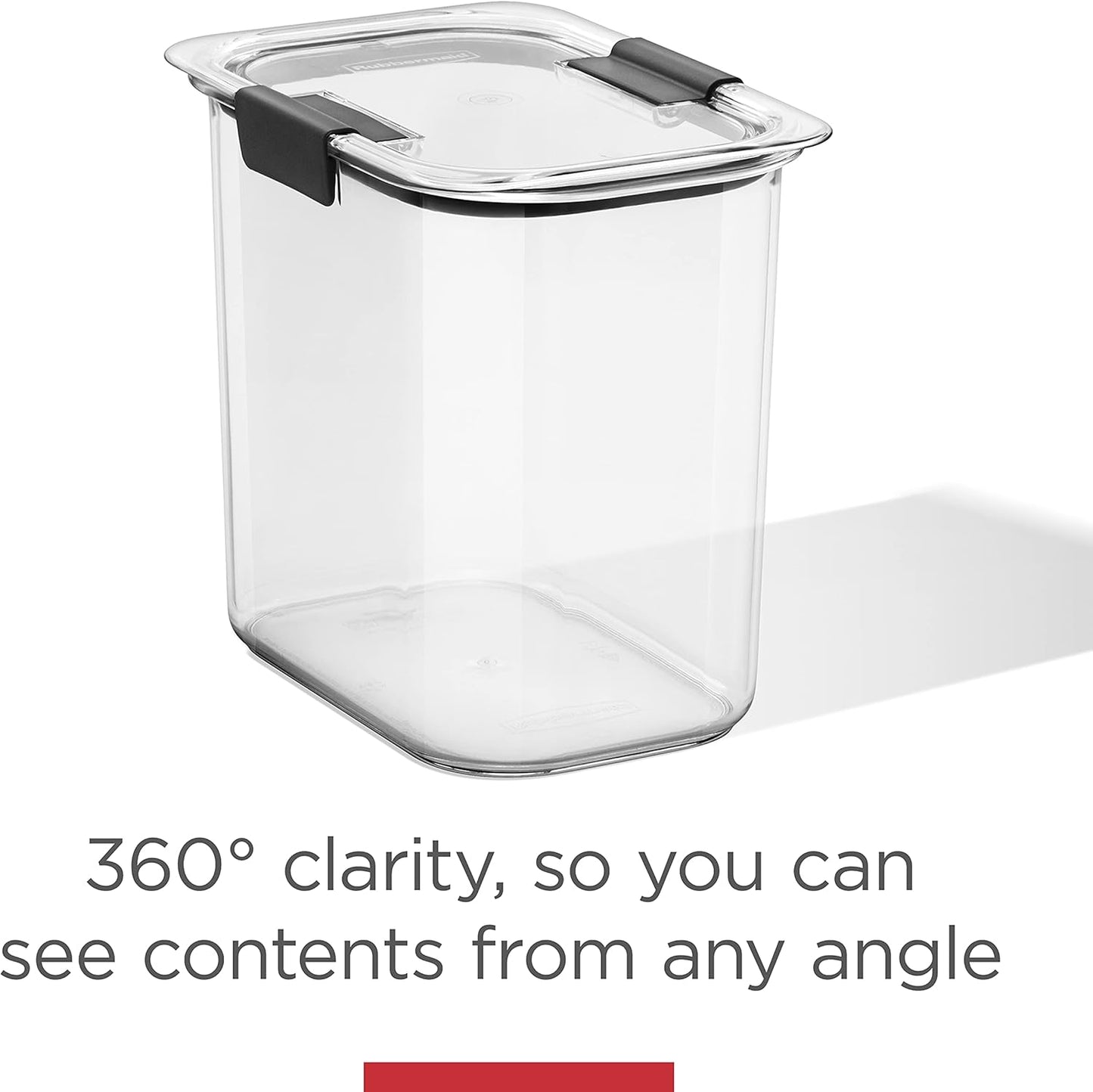 Rubbermaid Brilliance 12-Cup Airtight Food Storage Container, Perfect for Pantry Staples, Clear/Grey