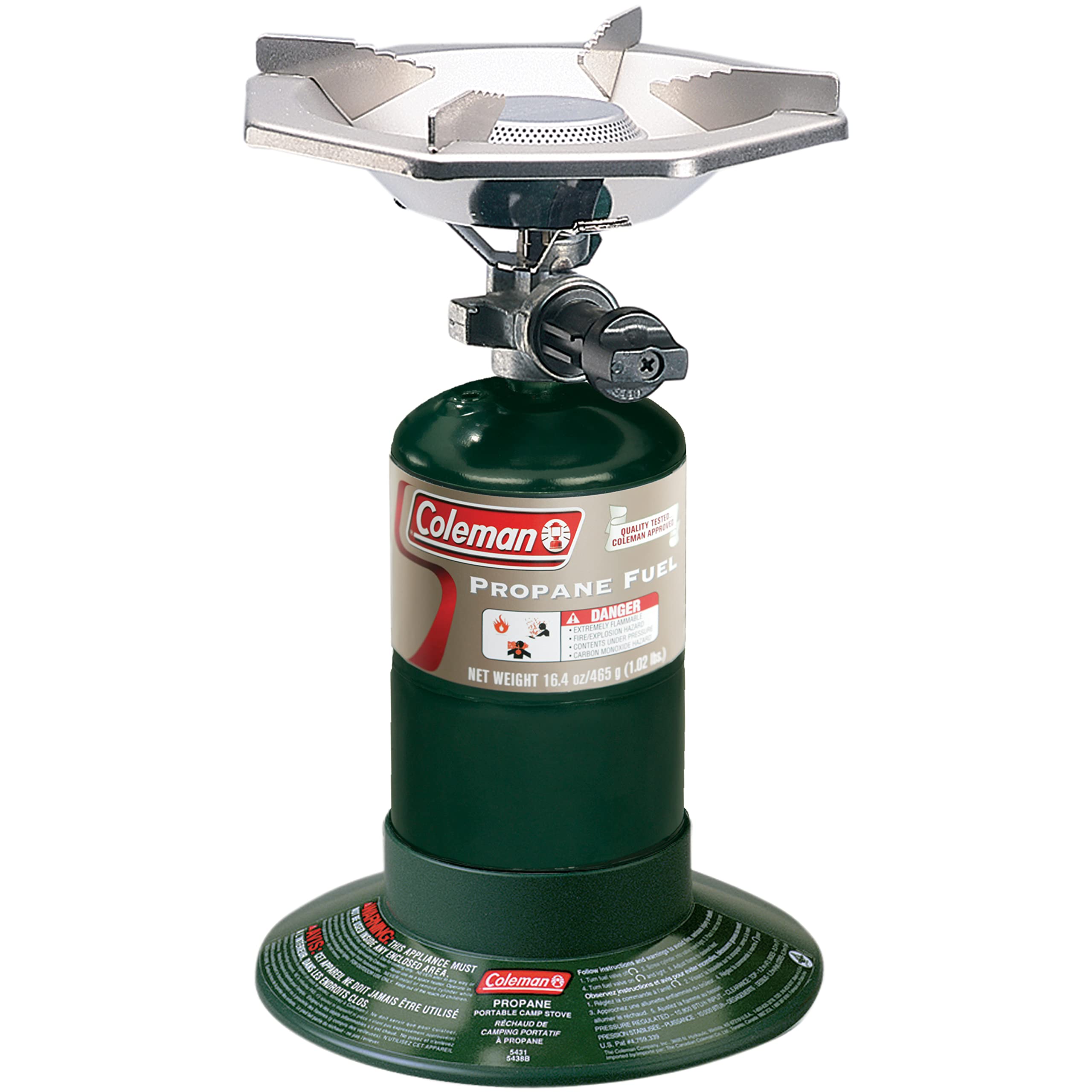 Coleman BottleTop Propane Stove with Adjustable Burner, Portable Camping/Backpacking Cooker with 7650 BTUs of Power for Camping, Tailgating, Grilling, & More