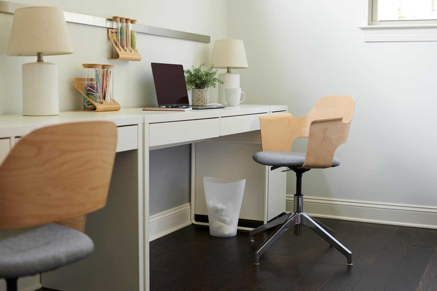 Rubbermaid Spa Works Compact Contemporary Style 9 Quart Indoor Open Vanity Home Trash Container White