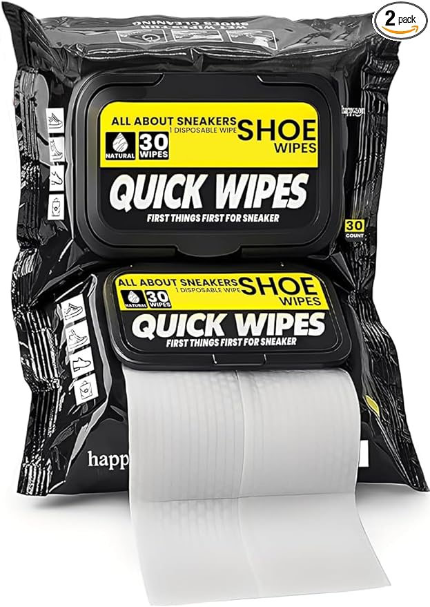 Shoe wipes Pack of 2 Total 60 Pcs Sneakers Cleaning Quick Wipes Removing Dirt and Stains with Disposable Shoe Wipe