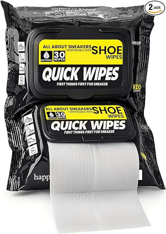 Shoe wipes Pack of 2 Total 60 Pcs Sneakers Cleaning Quick Wipes Removing Dirt and Stains with Disposable Shoe Wipe