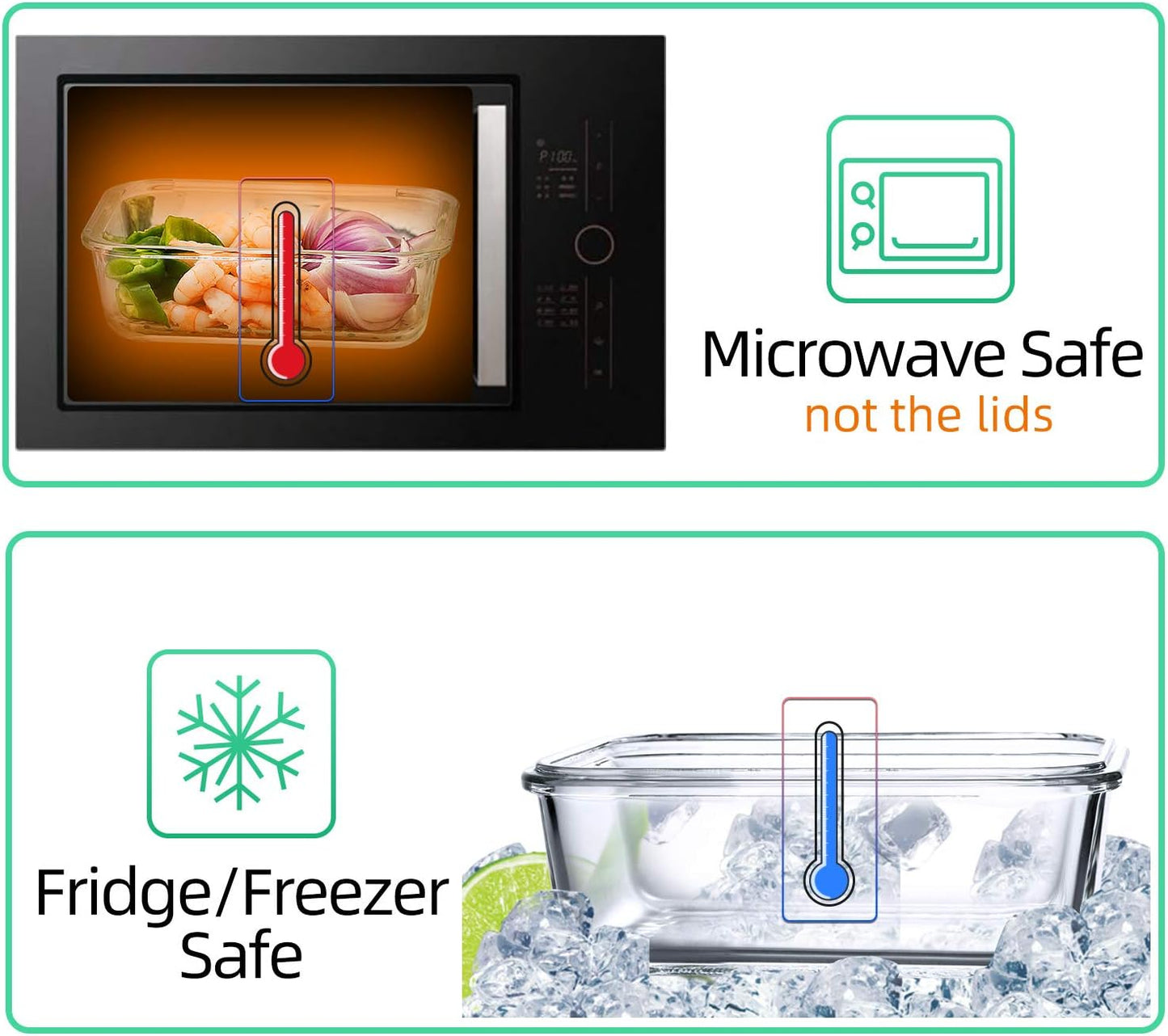 C CREST [10 Pack] Glass Meal Prep Containers, Food Storage Containers with Lids Airtight, Glass Lunch Boxes, Microwave, Oven, Freezer and Dishwasher Safe