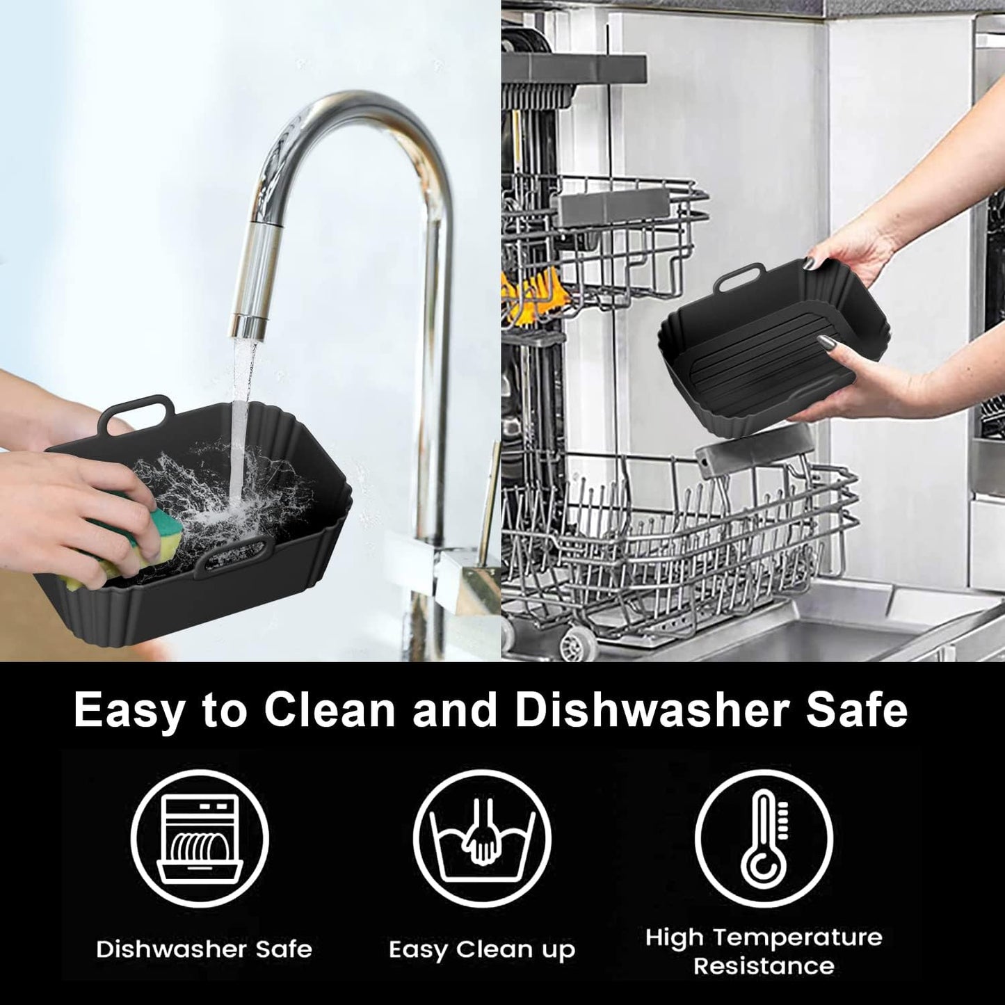 Silicone Air Fryer Liners 2 Pack, Reusable Liners Compatible for Ninja Foodi DZ201, DZ401, DZ550, COSORI, Chefman, Instant Air Fryer, and 6-in-1 8-10QT Air Fryer Baskets