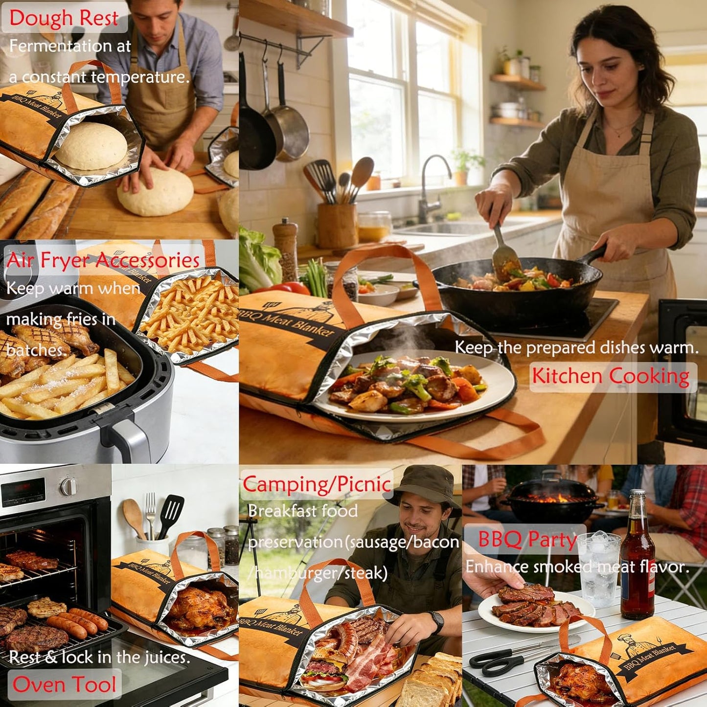 Valentines Day Gifts 21in BBQ Blanket for Resting Meat-Air Fryer/Dough/Kitchen/Smoker Accessories Party Picnic Camping-Insulated Bag for Brisket/Pork Shoulder/Turkey-Anniversary Birthday Gift for Men