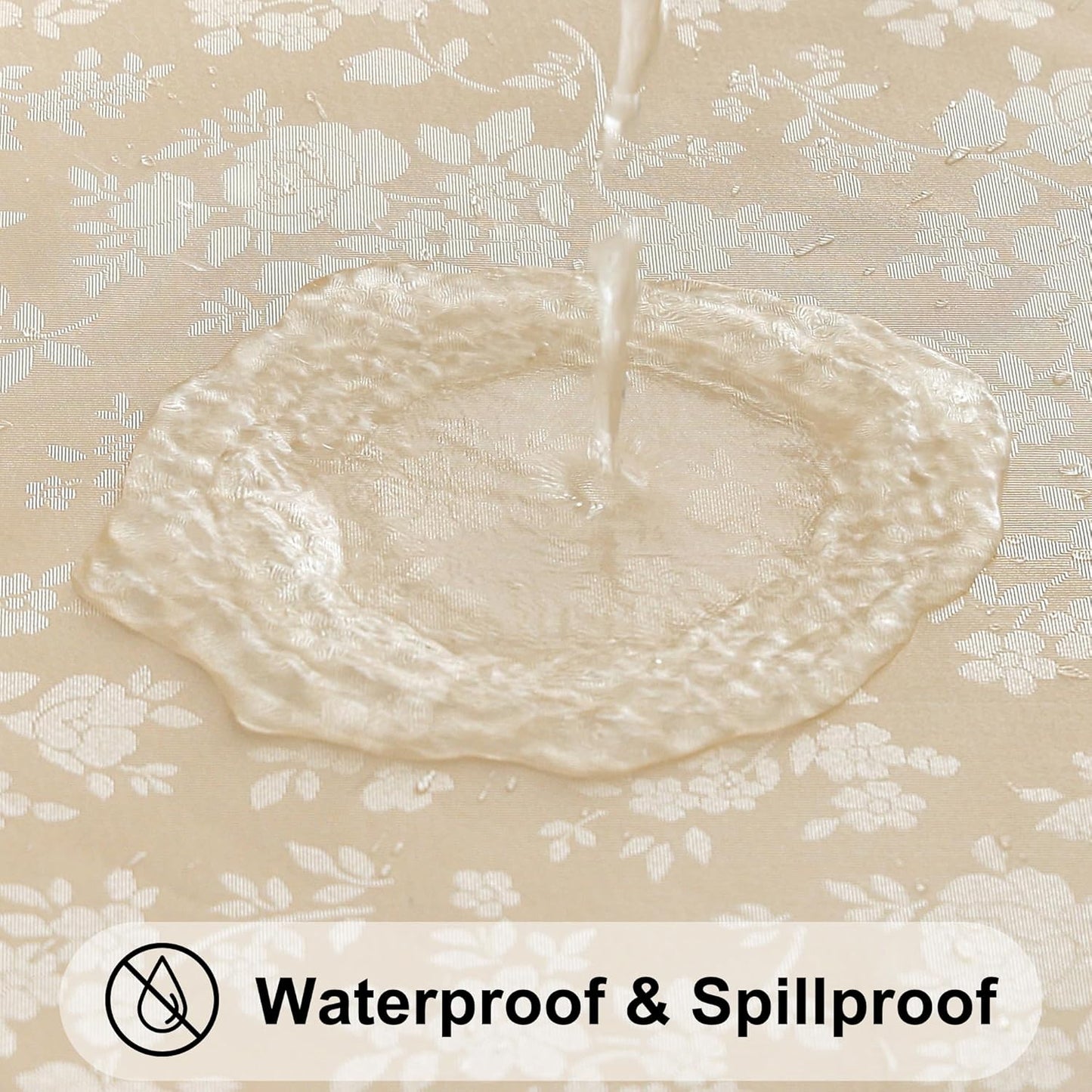 Smiry Rectangle Table Cloth, Waterproof Heavy Duty Vinyl Tablecloths, Wipeable Washable Table Cover for Kitchen and Dining Room (Beige, 60" X 84")