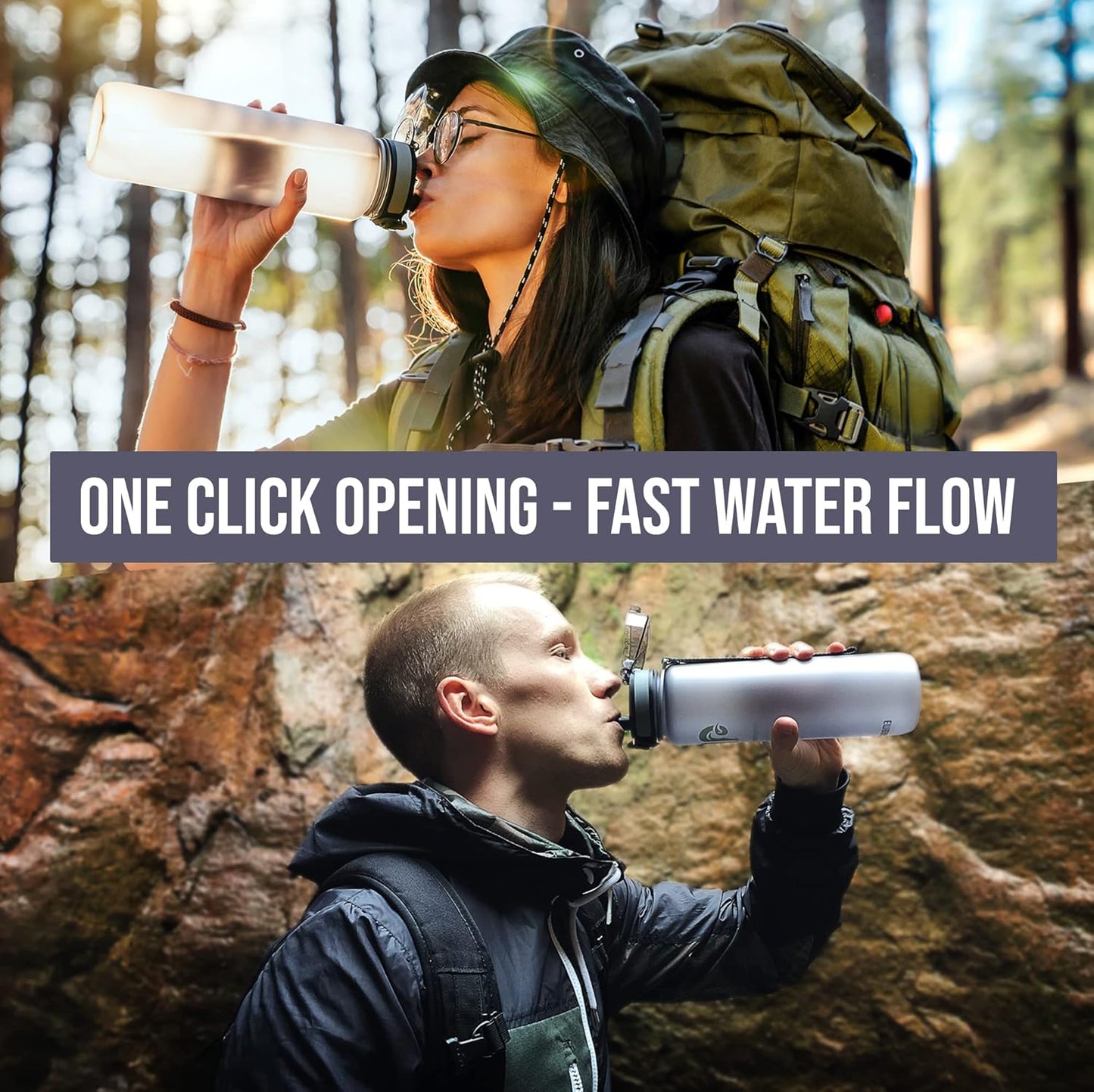 Embrava Sports Water Bottle - 32oz Large - Fast Flow Quick Sip Lid - BPA & BPS Free - Leakproof, Flip Top - Lightweight & Sturdy Tritan Plastic - Strainer for Fruit & Ice