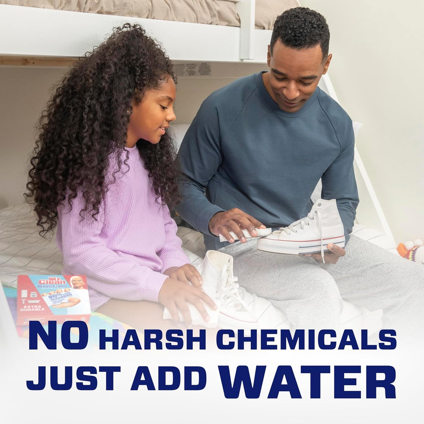 Mr. Clean Magic Eraser Sponge, All Purpose Cleaner, Cleaning Scrubber, Wall Cleaner, Sneaker Cleaner, Kitchen, Bathroom, Shower Cleaning Supplies, Melamine Sponge, Cleaning Pads, Extra Durable, 4ct