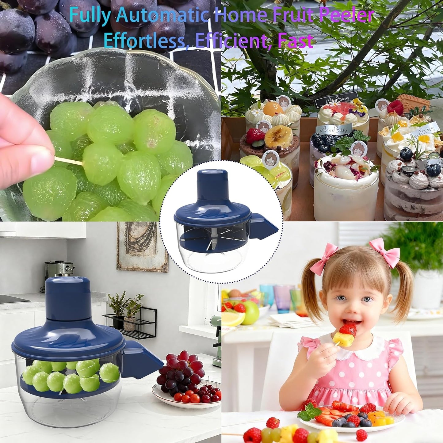 Automatic Grape Peeler Machine,Electric Peeling Machine for Grape,Automatic Garlic & Cherry Tomato Peeler Skin Remover Tool for Small Fruits,Efficient Peeling Kitchen Gadget for Home Use (Blue)