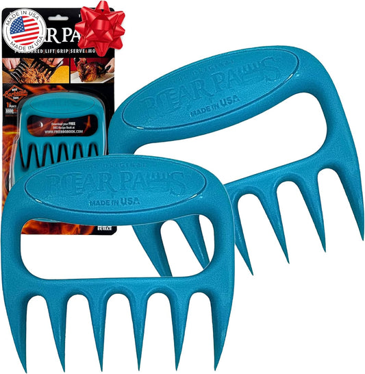 Bear Paws Meat Claws - The Original BBQ Meat Shredder Claws for Pulled Pork, USA Made - Easily Lift, Shred, Pull and Serve Pork, Chicken, Brisket and Turkey - Valentine’s Day Gifts for Men (Teal)