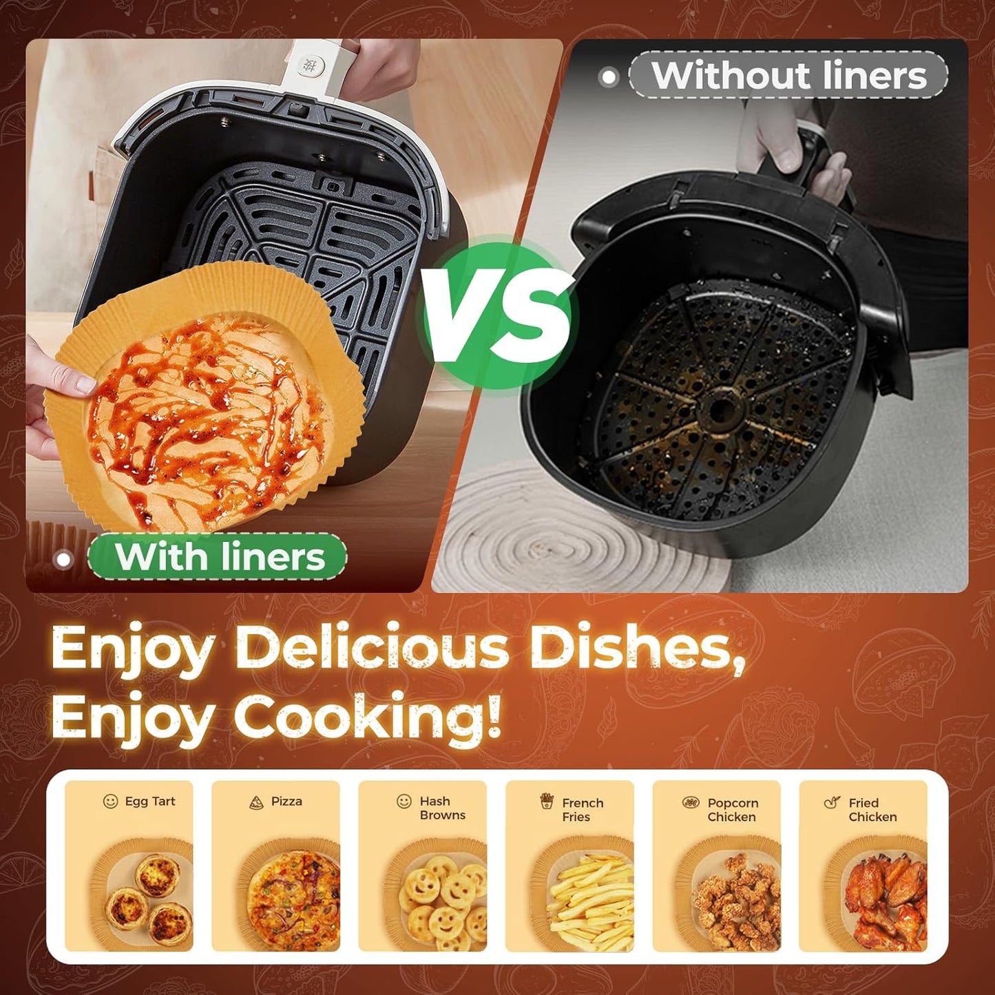 Air Fryer Liners Disposable, 150Pcs 8" Square [Food Grade Material] Unbleached Parchment Paper Liners Non-Stick & Waterproof Oilproof for 5-8 QT Airfryer Basket, Baking, Roasting Microwave, Oven