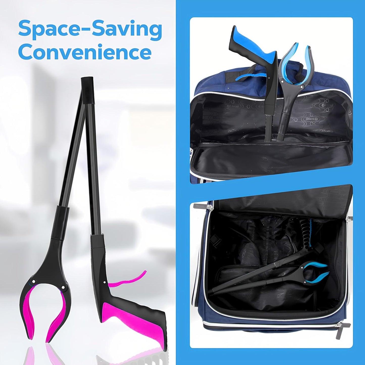 Grabber Reacher Tool - 32” Extra Long Foldable Gripper and Reaching Tool - Heavy Duty Pick Up Stick Grabbers for Seniors, Trash, Surgery Recovery Must Haves Gifts (Black Purple)