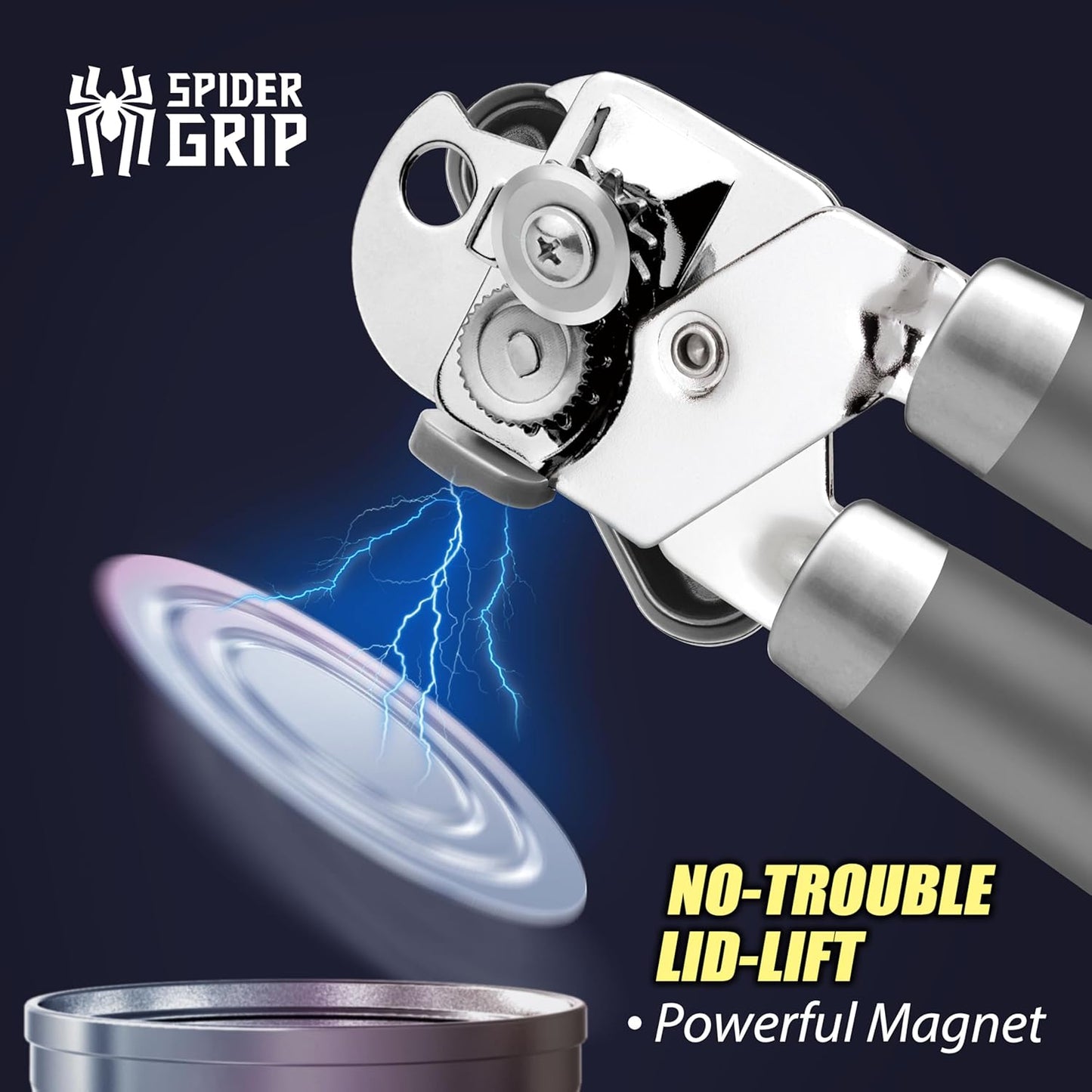 Can Opener, No-Trouble-Lid-Lift Manual Handheld Can Opener with Magnet, Smooth Edge Safe Cut for Beer/Tin/Bottle, Big Turning Knob Anti-Slip Handle Good for Seniors with Arthritis