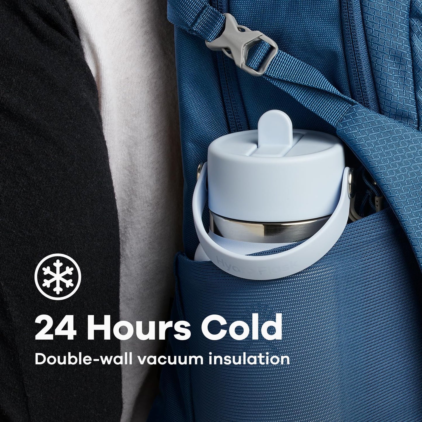 Hydro Flask Water Bottle - Insulated Stainless Steel - Wide Straw Lid, Non Spill, Leakproof in 32 Oz Black