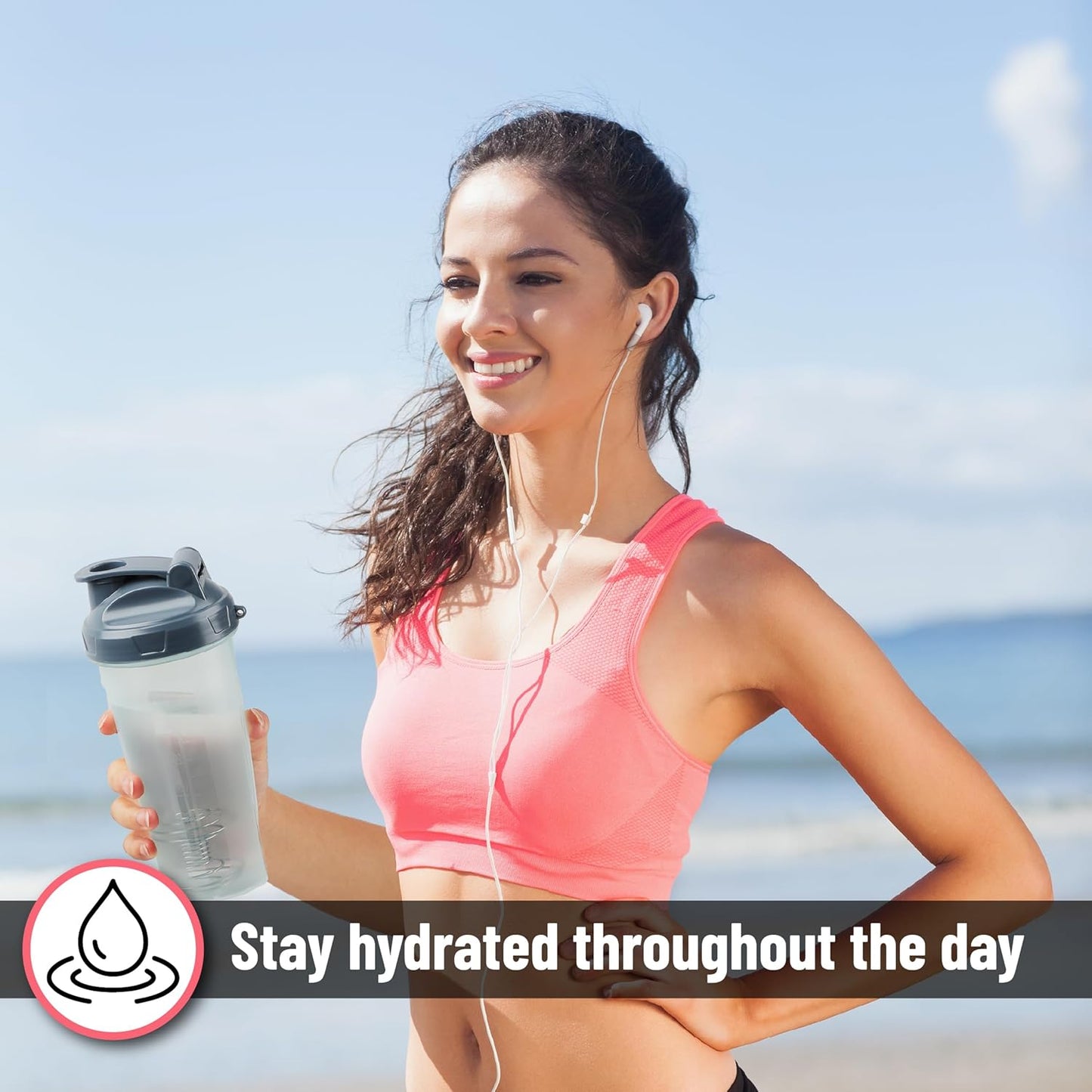 Mr. Pen- Shaker Bottles for Protein Mixes, 28 oz, 2 Pack, Clear, Protein Shaker Bottle with Wire Whisk Ball, Blender Bottle