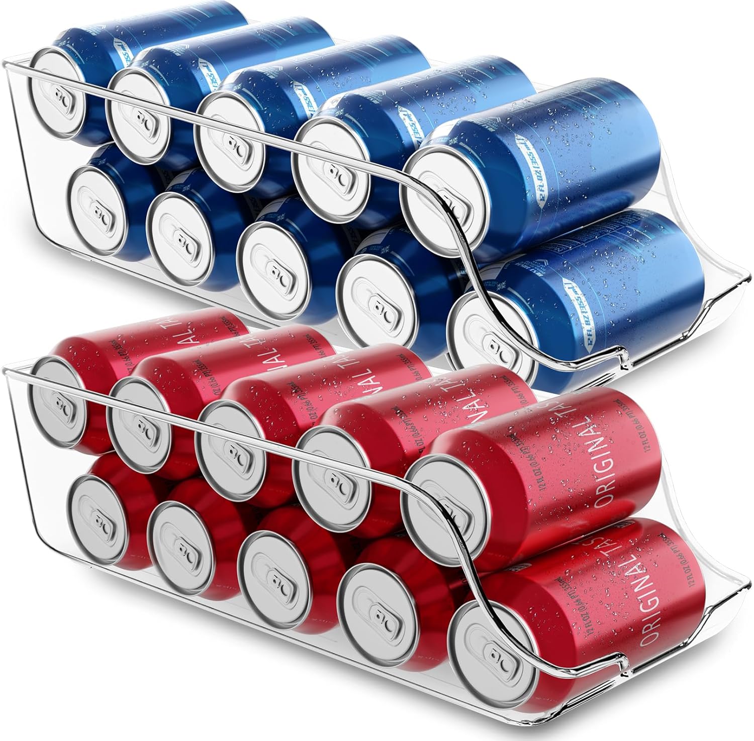 Utopia Kitchen Soda Can Organizer and Dispenser for Refrigerator/Pantry - Durable Can Storage Organizer Fridge & Kitchen Organization - (Clear, Set of 2)