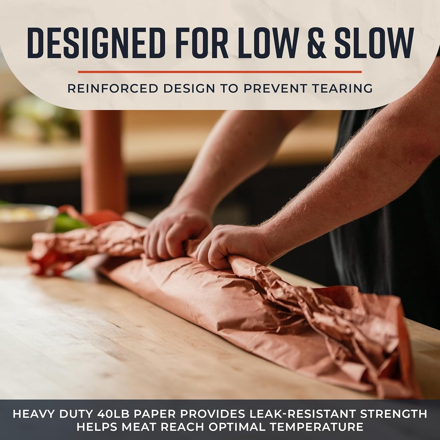 Bryco Goods Pink Butcher Paper Roll 18"x175' (2100 Inch) - USA Made - Food-Grade Peach Butcher Paper for Smoker, BBQ, Grilling, Smoking Meat - Unbleached, Uncoated & Unwaxed