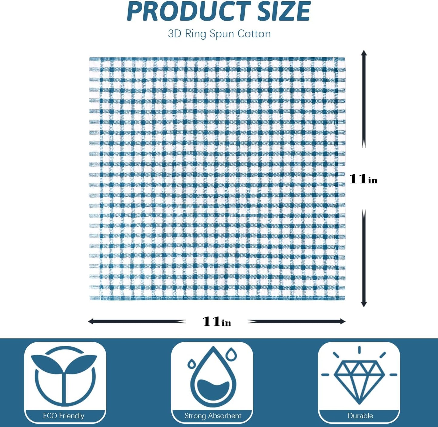 Nialnant 8 Pcs Kitchen Dish Rags,100% Cotton Soft Absorbent Quick Drying Dish Cloths for Kitchen,Washing Dishes,Cleaning rags-11 x 11In