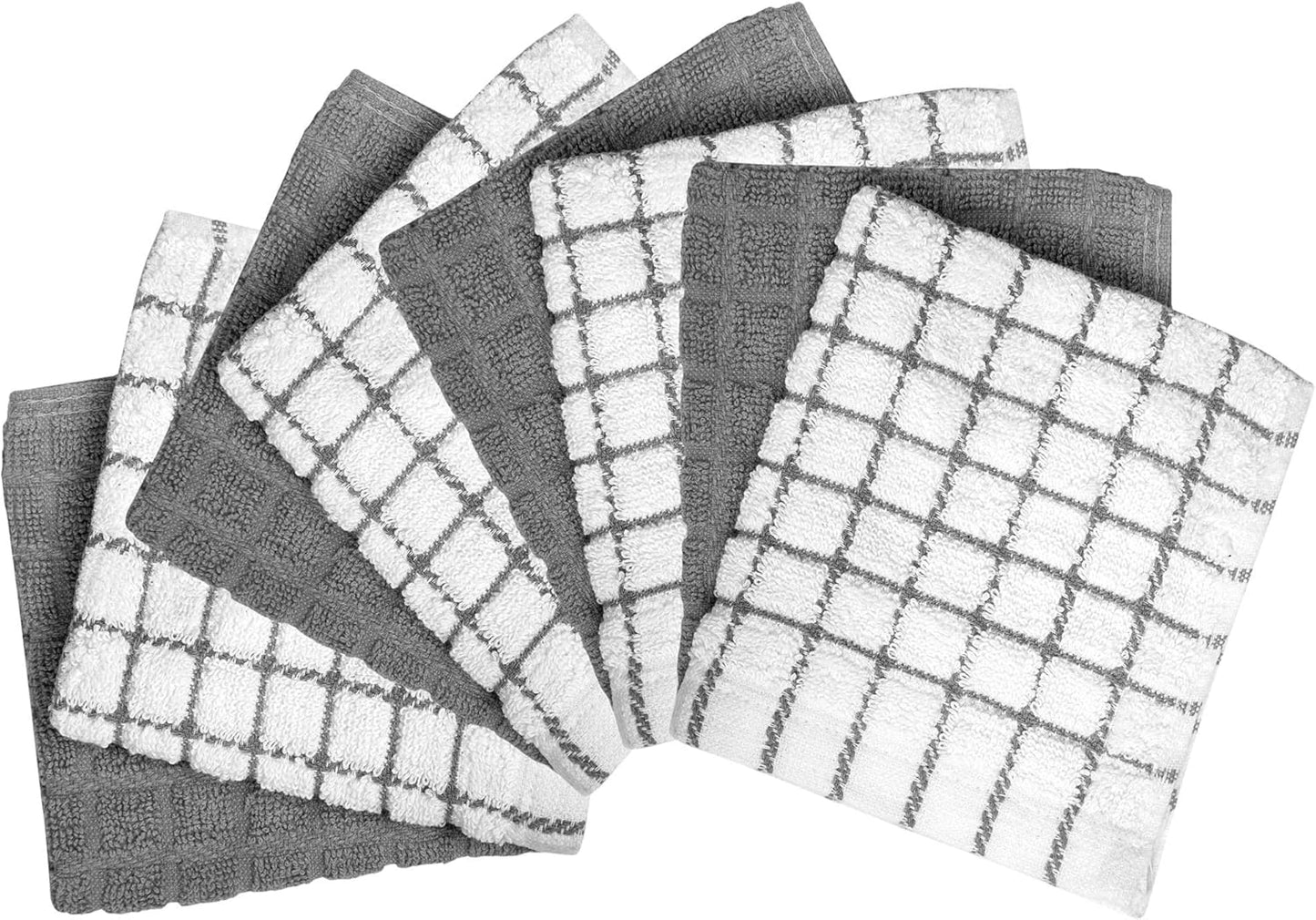 Bumble Dish Towels & Dish Cloths (8 Pack) | 100% Cotton Kitchen Towels | 12" x 12" | 405 GSM | Soft, Highly Absorbent & Durable Rags for Washing Dishes | Gray