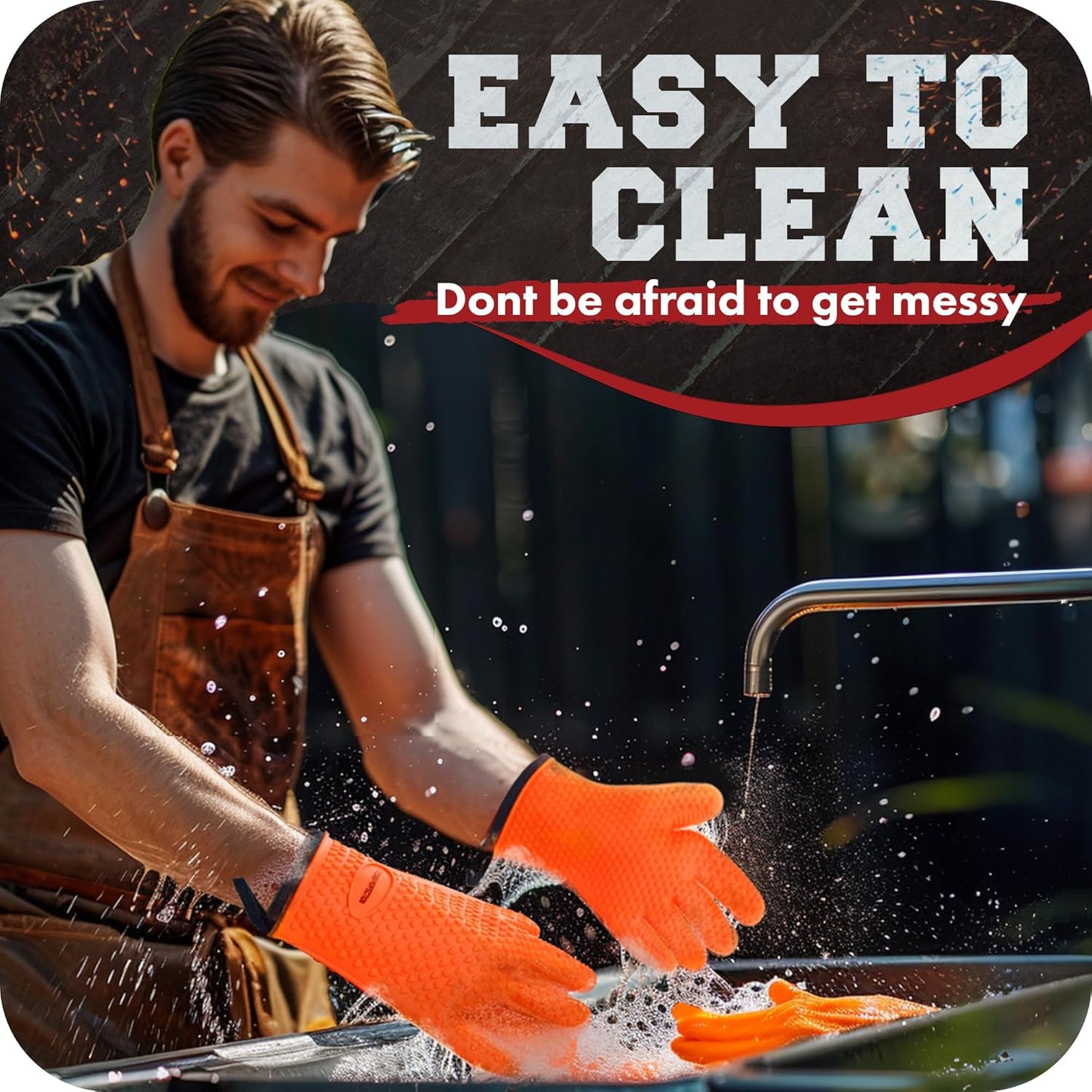 KITCHEN PERFECTION Silicone Smoker Oven Gloves -Extreme Heat Resistant BBQ Gloves -Handle Hot Food Right on Your Smoker Grill Fryer & Pit | Waterproof Oven Mitts |Superior Value Set+3 Bonuses