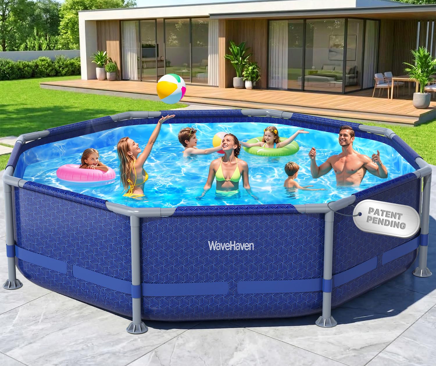Above Ground Pool,10ft x 30in Frame Deep Swimming Pool,Round Family Pool,Large Above Ground Pool Easy Set,1200 Gallon Pool,Outdoor Backyard Pool for Kids,Adults-Blue,Pump Not Included