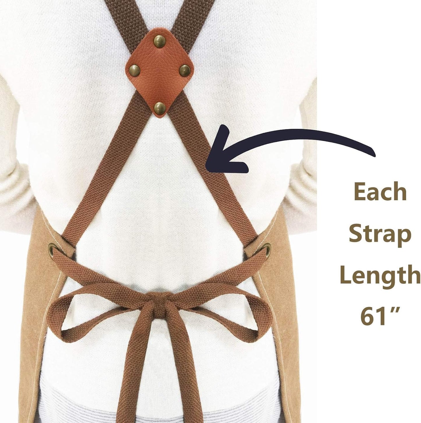 AFUN Chef Aprons for Men Women with Oversized Pockets, 16-Ounce Cotton Canvas Cross Back Heavy Duty Work Apron (Black)