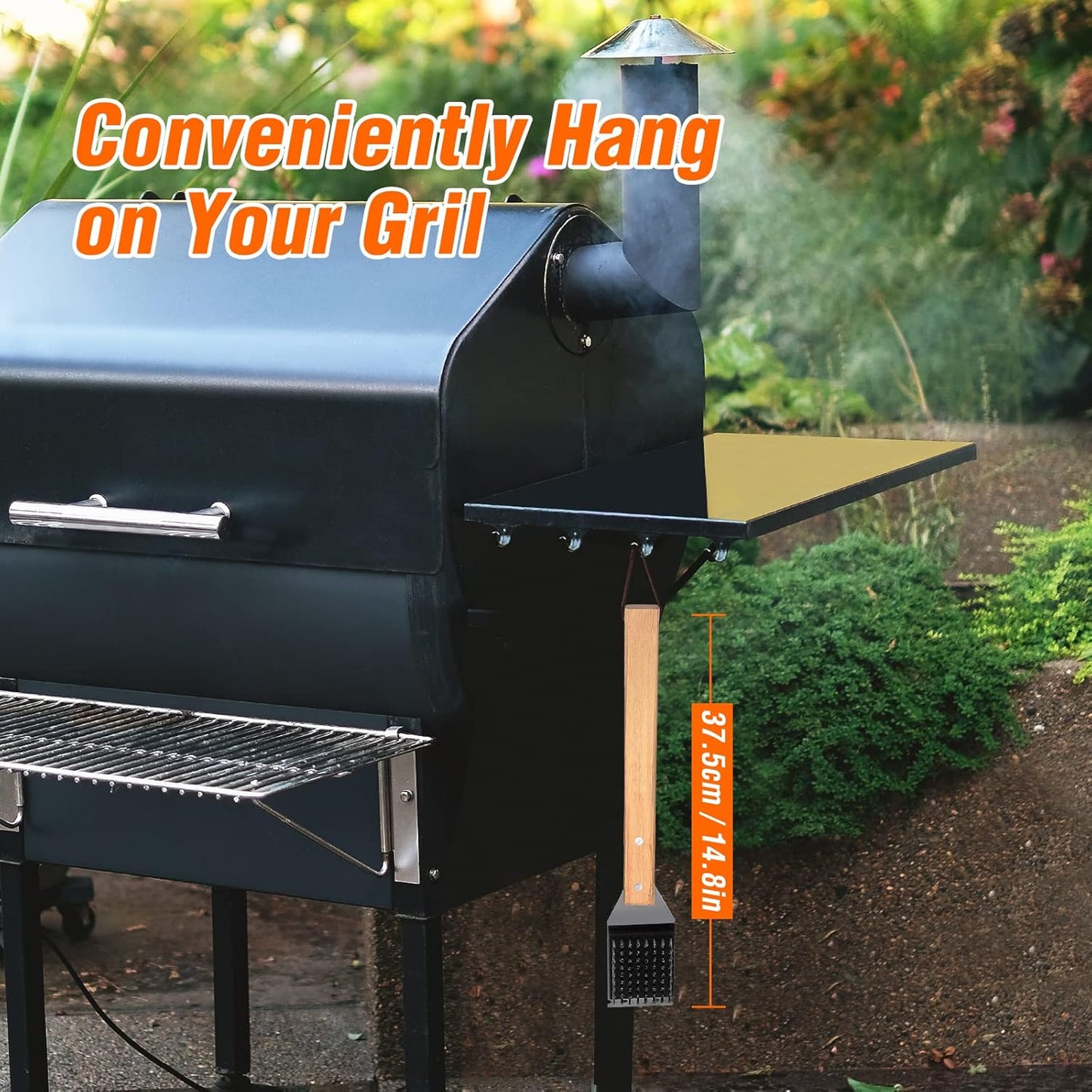 SIMPLETASTE Grill Brush and Scraper for BBQ, Durable & Effective, Replaceable Stainless Steel Head, Wooden Handle Wire Grill Brush for Outdoor Grill, Barbecue Accessories