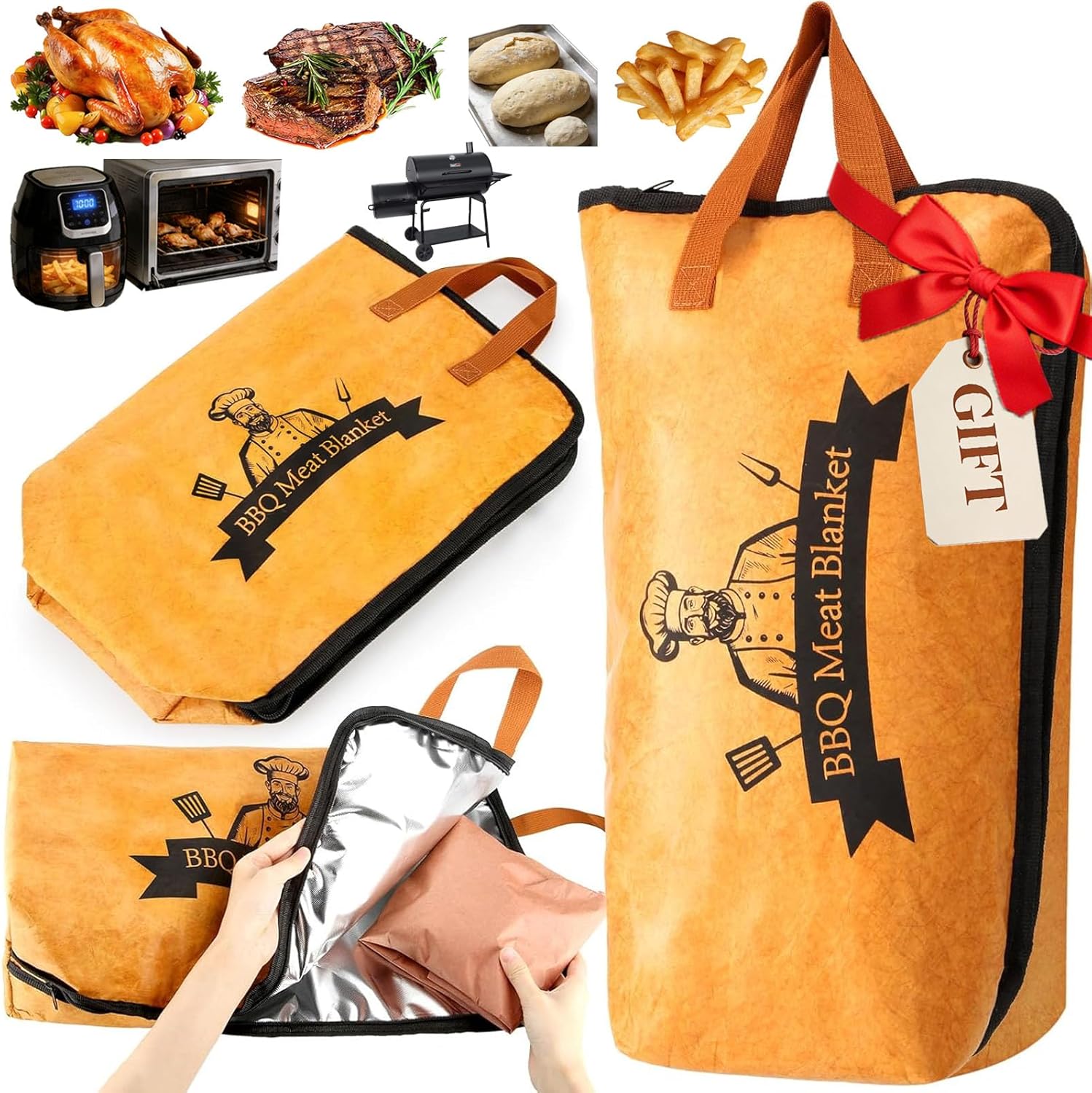 Valentines Day Gifts 21in BBQ Blanket for Resting Meat-Air Fryer/Dough/Kitchen/Smoker Accessories Party Picnic Camping-Insulated Bag for Brisket/Pork Shoulder/Turkey-Anniversary Birthday Gift for Men