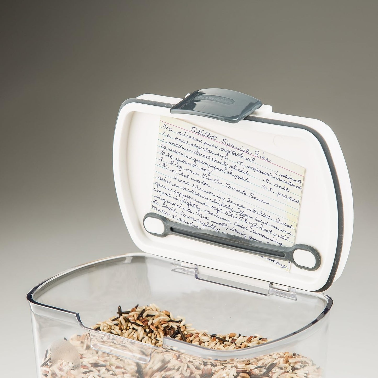 PrepWorks PKS-120 Plastic 2.5-Quart ProKeeper Grain Storage Container with Hinged Lid, 1 Piece, Clear and Black