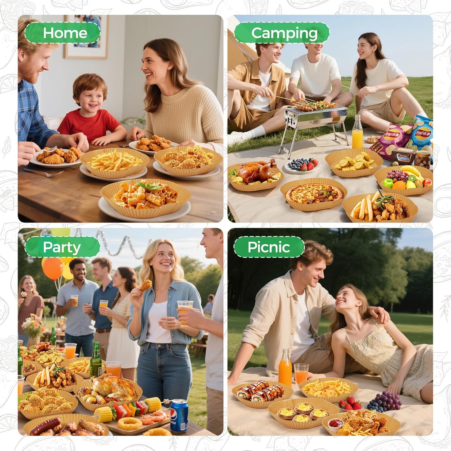 Air Fryer Liners Disposable, 150Pcs 8" Square [Food Grade Material] Unbleached Parchment Paper Liners Non-Stick & Waterproof Oilproof for 5-8 QT Airfryer Basket, Baking, Roasting Microwave, Oven