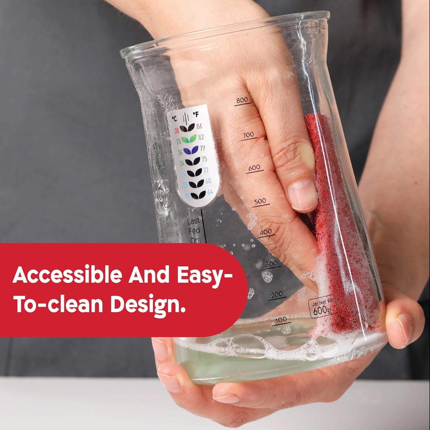 KNEADACE Pro Sourdough Bread Starter Kit - 34 oz Large Capacity Sourdough Starter Jar with 5 unique features for the perfect sour dough bread & sourdough starter kit - sourdough supplies (KA06)