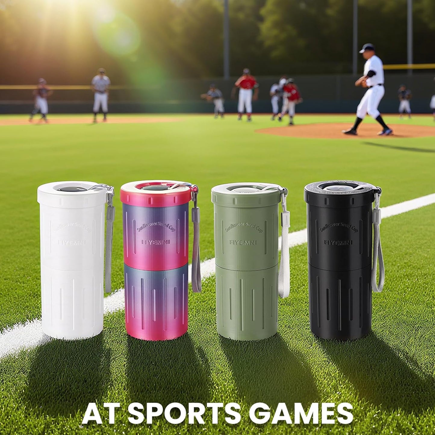 Sunflower Seed Spit Cup, with Seed Storage & Shell Disposal. 3D Printed Portable Pistachios Snack Nut Bowl Cup for in-Car, Road Trip & Ball Games. Seed Lovers Gift (Black)