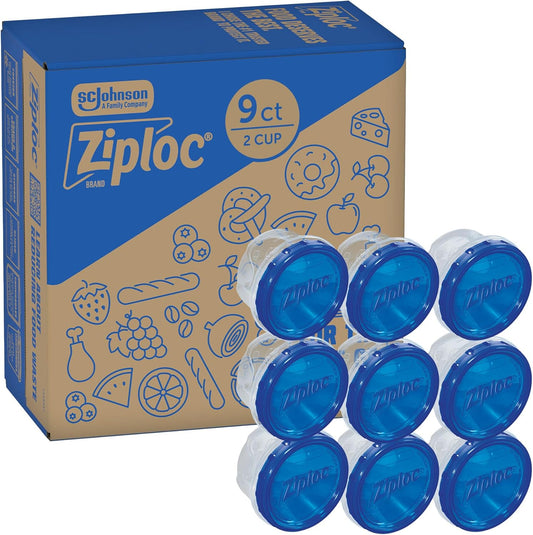 Ziploc Brand Twist n Loc Food Storage Containers, Leak Resistant Design, Small Round, 9 count