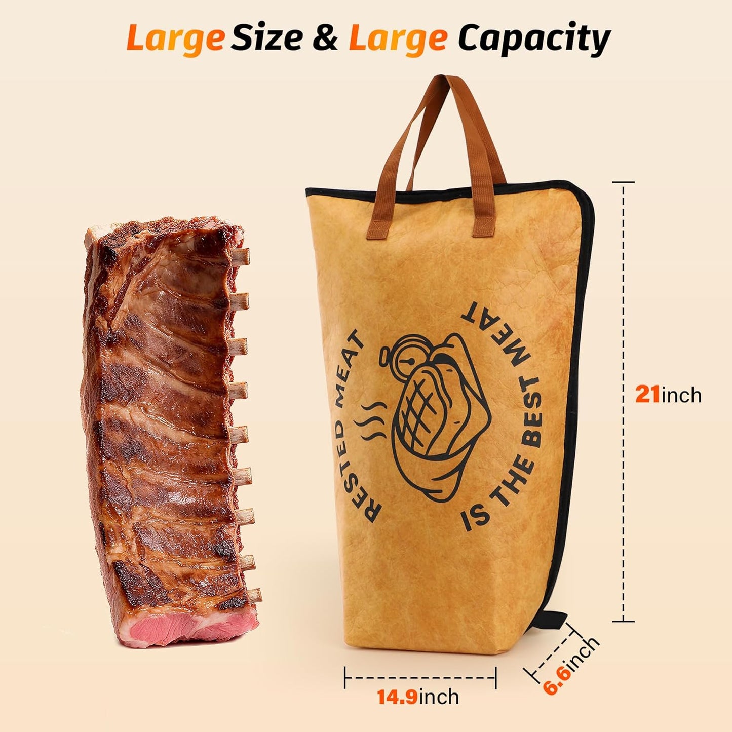 Bonviee 21” BBQ Blanket for Resting Meat, Insulated Smoker Bag for Turkey, Brisket & Pork, Keeps Meat Juicy, Great Thanksgiving for Dad, Hunters & Men Who Have Everything (21in, 1PCS)