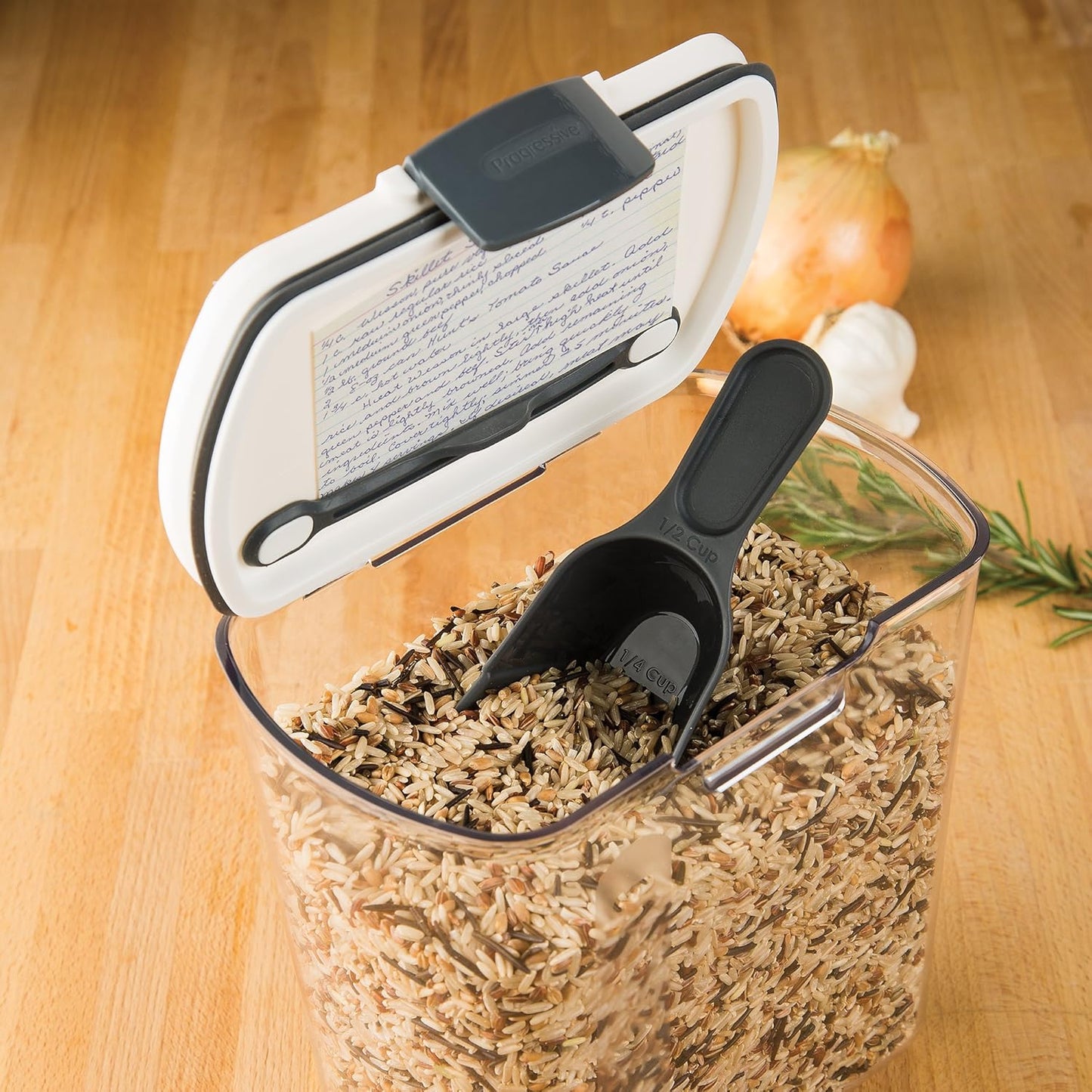 PrepWorks PKS-120 Plastic 2.5-Quart ProKeeper Grain Storage Container with Hinged Lid, 1 Piece, Clear and Black