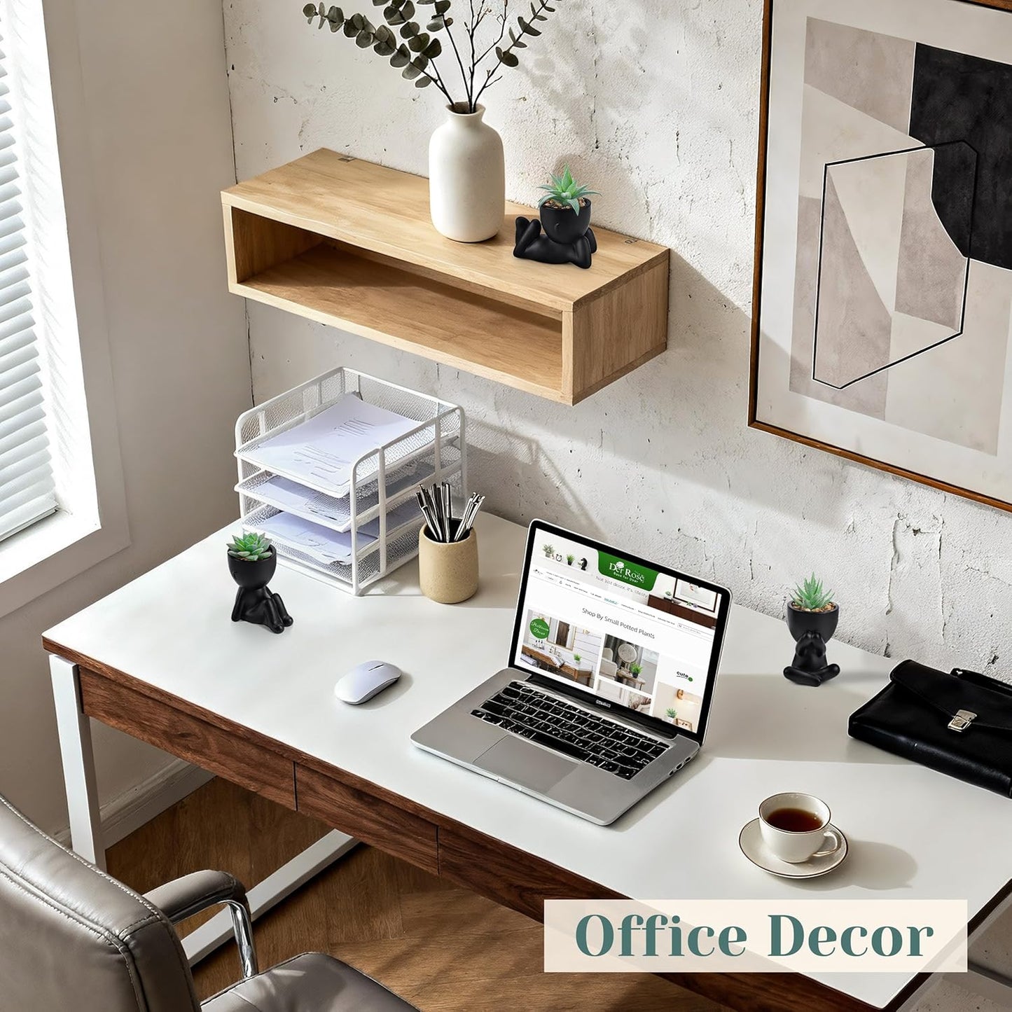 Der Rose 3pcs Fake Succulents Plants Artificial for Black Bathroom Bedroom Home Living Room Halloween Decor Aesthetic Indoor