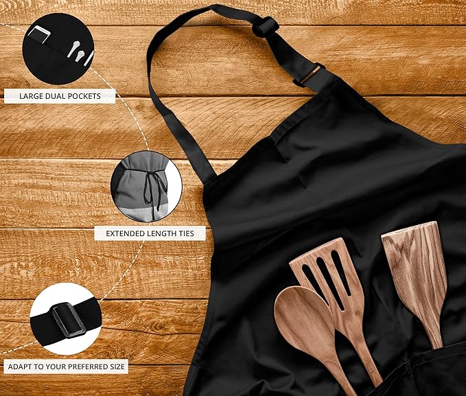 Utopia Kitchen 10 Pack Bib Apron Adjustable with 2 Pockets, Water and Oil Resistant, Cooking Kitchen Chef Apron for Women Men