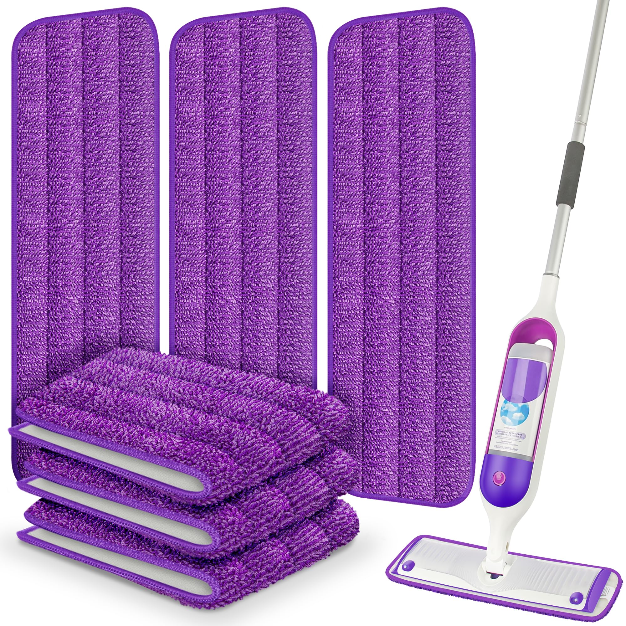 Reusable Mop Pads Compatible with Swiffer PowerMop, Microfiber Pads Refills for 13''-15'' Spray Mop, Wood Floor Replacement Refill Machine Washable for Multi-Surface Floor Cleaning, 6 Pack