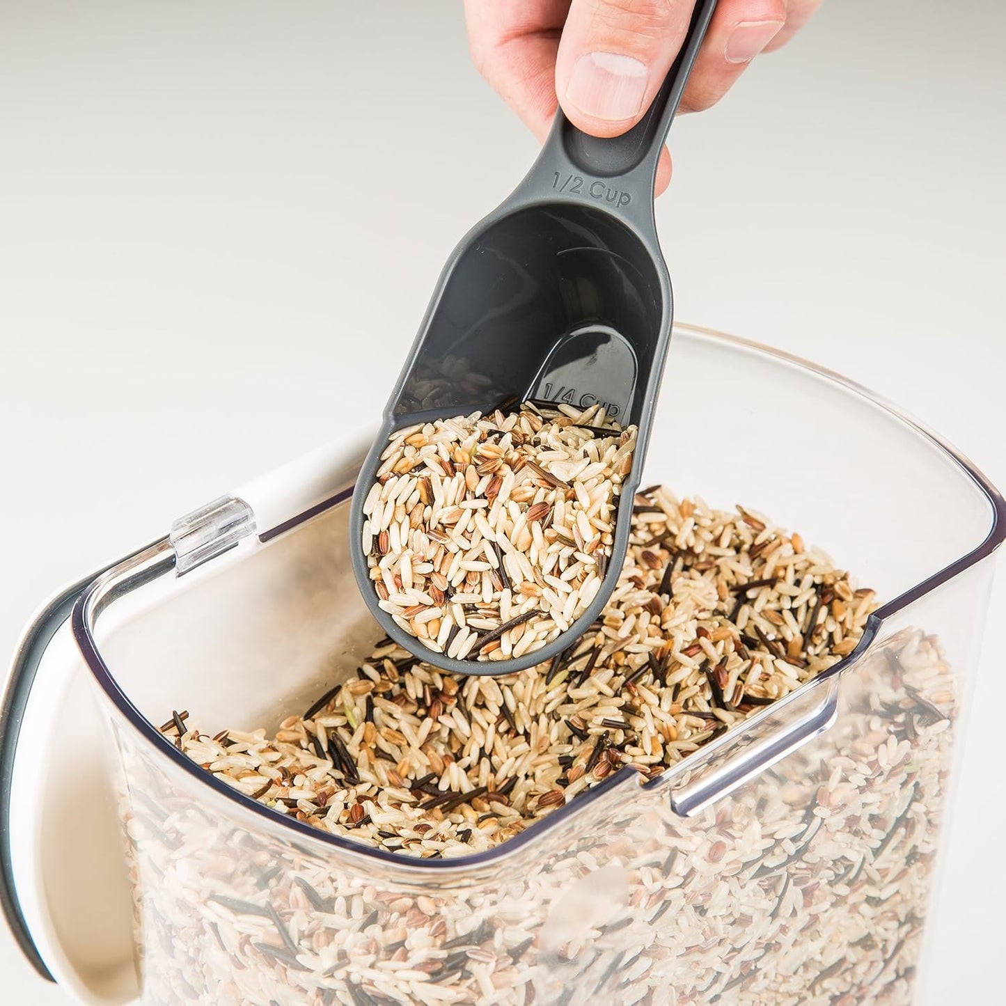 PrepWorks PKS-120 Plastic 2.5-Quart ProKeeper Grain Storage Container with Hinged Lid, 1 Piece, Clear and Black