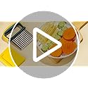 Crinkle Cutter Knife, Potatoes Crinkle Fry Cut and Vegetable Cutter for Veggies, Stainless Steel Carrot Slicer（Yellow）